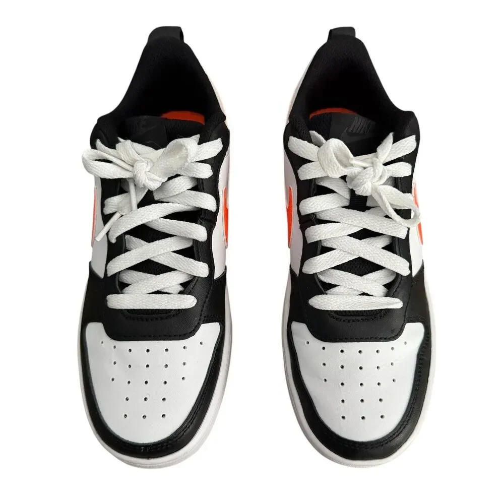 Nike Court Borough Low 2 Shoes Boys Size 6Y White Black Orange BQ5448-115